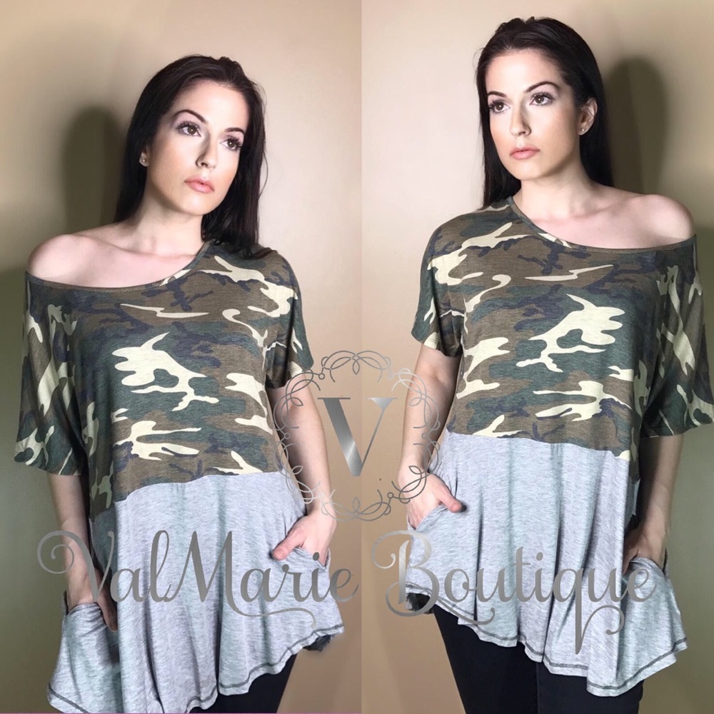 LAST 1- Color Block Camo Top - Picture 6 of 6